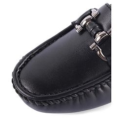 Pine Kids Round Toe Solid Party Wear Loafers with Cushioned Footbed - Black