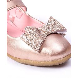 Pine Kids Party Wear Belly Shoes Bow Applique - Pink
