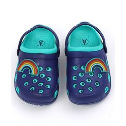 Pine Kids Clogs with Backstrap Rainbow Patch - Blue Green