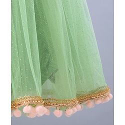 Pine Kids Sleeveless Lehenga Choli with All over Embroidery - Green