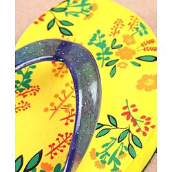 Pine Kids Flip Flops Floral Print - Yellow