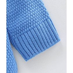Pine Kids Full Sleeves Front Open Solid Sweater - Blue