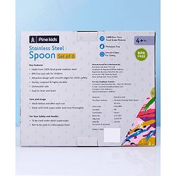 Pine Kids Stainless Steel Spoon Pack of 6 - Length 16 cm Each