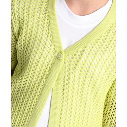 Pine Kids Full Sleeves Front Open Sweater - Lime Green