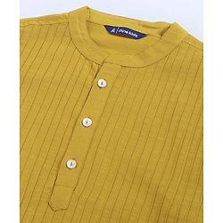 Pine Kids Full Sleeves Pintuck Kurta & Pyjama - Mustard