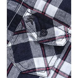 Pine Kids Half sleeves Hooded Indigo Checked Shirt - Navy