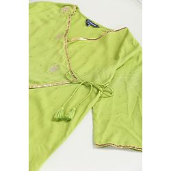 Pine Kids Three Fourth Sleeves Angarkha with Sharara and Dupatta - Green