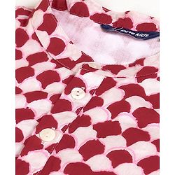 Pine Kids Full Sleeves Printed Kurta Pyjama Set - Red White