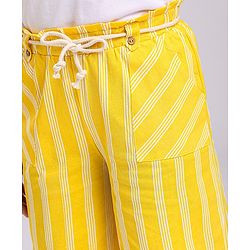 Pine Kids Printed Flared Pants with Dori Belt - Yellow