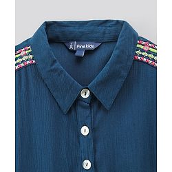 Pine Kids Indigo Top With Waist Tie Up & Palazzo - Blue