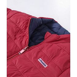Pine Kids Full Sleeves Reversible Nylon Jacket Medium Winter - Red Blue