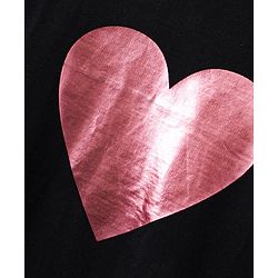 Pine Kids Full Sleeves Bio Wash Frock Heart Print - Black