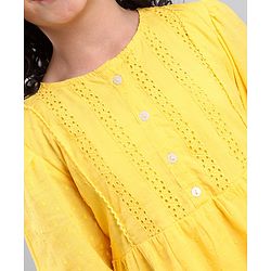 Pine Kids Full Sleeves Schiffli Top - Yellow