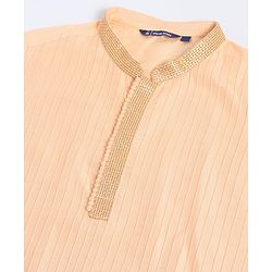 Pine Kids Full Sleeves Kurta Pyjama Set with Bandi Dots Print - Beige