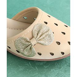 Pine Kids Party Wear Belly Shoes Bow Appliques - Golden