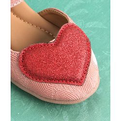 Pine Kids Belly Shoes Heart Applique - Peach