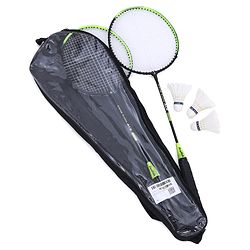 Pine Kids Badminton Set - Green & Black | Includes 2 Lightweight Rackets & 3 Shuttlecocks | Strong Frame, Easy Grip Handle | Perfect Outdoor/Indoor Sports Game for Kids.