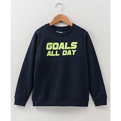 Pine Kids Full Sleeves Bio Washed Sweatshirt Football Print Pack of 2 - Aqua & Blue