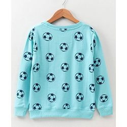 Pine Kids Full Sleeves Bio Washed Sweatshirt Football Print Pack of 2 - Aqua & Blue