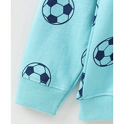 Pine Kids Full Sleeves Bio Washed Sweatshirt Football Print Pack of 2 - Aqua & Blue
