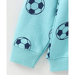 Pine Kids Full Sleeves Bio Washed Sweatshirt Football Print Pack of 2 - Aqua & Blue