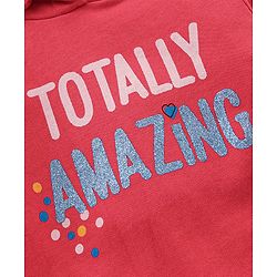 Pine Kids Full Sleeves Top & Bottomwear Set Text Print - Pink Black