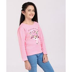 Pine Kids Full Sleeves Biowashed Top Flowers Print - Candy Pink
