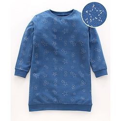 Pine Kids Full Sleeves Bio Wash Frock Printed - Blue