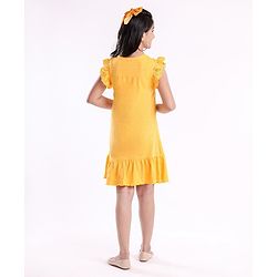 Pine Kids Biowash Flutter Sleeves Frock - Yellow