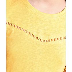Pine Kids Biowash Flutter Sleeves Frock - Yellow