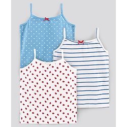 Pine Kids Anti-Microbial & Biowashed Sleeveless Slips Multi Print & Bow Pack Of 3 - Blue White