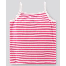 Pine Kids Singlet Anti Microbial & Biowashed Cotton Slips Striped Pattern Pack of 3 - Pink Yellow And Blue