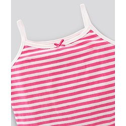 Pine Kids Singlet Anti Microbial & Biowashed Cotton Slips Striped Pattern Pack of 3 - Pink Yellow And Blue