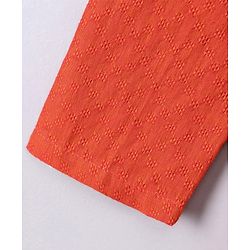 Pine Kids Full Sleeves Textured Kurta with Placket Detailing and Pyjama Set - Orange