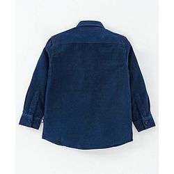 Pine Kids Full Sleeves Solid Corduroy Shirt - Navy
