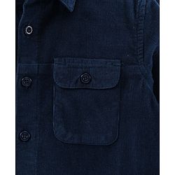 Pine Kids Full Sleeves Solid Corduroy Shirt - Navy