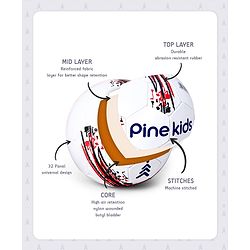 Pine Kids Professional Size - 5 Football - White | High-Quality Stitched Soccer Ball for Boys & Girls | Ideal for Training, Match Play & Practice | Official Size | Long-Lasting Performance