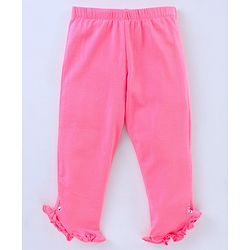 Pine Kids Calf Length Legging With Organic Cotton And Biowash Pack of 2 - White Pink