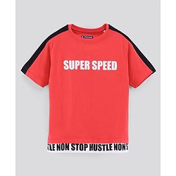 Pine Kids Biowash Half Sleeves Tee Super Speed Print - Red