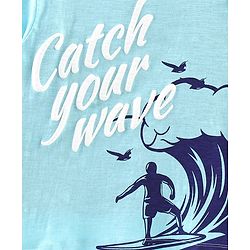 Pine Kids Half Sleeves Biowash Tee Wave Print - Light Blue