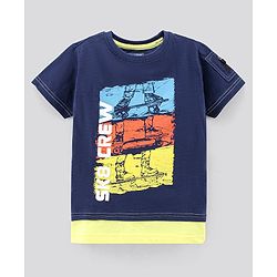 Pine Kids Half Sleeves Tee SK8  Crew Print - Navy Blue