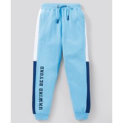 Pine Kids Full Length Biowashed Track Pants Text Print - Blue