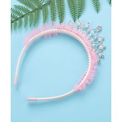 Pine Kids Frilled Hair Band With Crown Applique - Pink