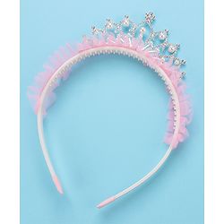 Pine Kids Frilled Hair Band With Crown Applique - Pink