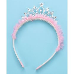 Pine Kids Frilled Hair Band With Crown Applique - Pink