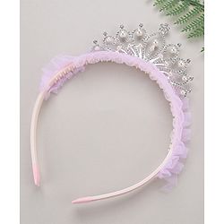 Pine Kids Frilled Hair Band With Crown Applique - Purple