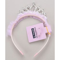 Pine Kids Frilled Hair Band With Crown Applique - Purple