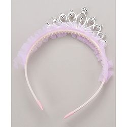 Pine Kids Frilled Hair Band With Crown Applique - Purple