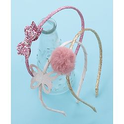 Pine Kids Glitter Hair Bands with Bow Pack of 3 - Multicolor