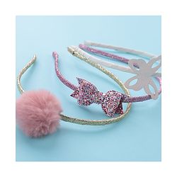 Pine Kids Glitter Hair Bands with Bow Pack of 3 - Multicolor